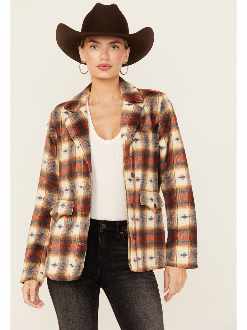 WRANGLER PLAID PRINT BLAZER, sz M